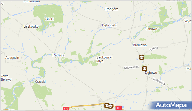 mapa Sadkowski Młyn, Sadkowski Młyn na mapie Targeo