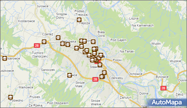 mapa Sanok, Sanok na mapie Targeo