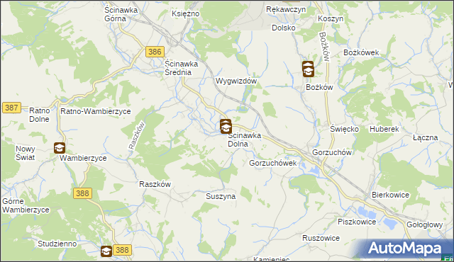 mapa Ścinawka Dolna, Ścinawka Dolna na mapie Targeo