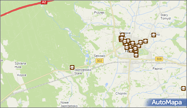 mapa Sękowo gmina Nowy Tomyśl, Sękowo gmina Nowy Tomyśl na mapie Targeo