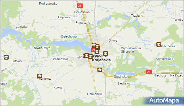 mapa Sępólno Krajeńskie, Sępólno Krajeńskie na mapie Targeo