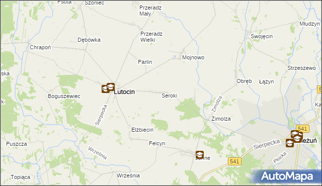mapa Seroki gmina Lutocin, Seroki gmina Lutocin na mapie Targeo