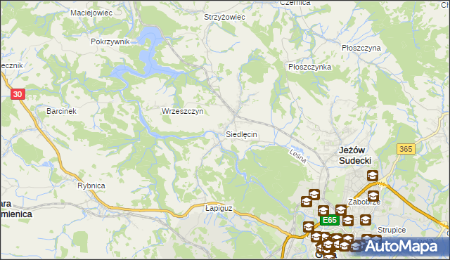 mapa Siedlęcin, Siedlęcin na mapie Targeo