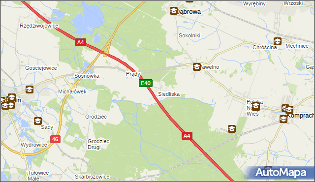 mapa Siedliska gmina Dąbrowa, Siedliska gmina Dąbrowa na mapie Targeo