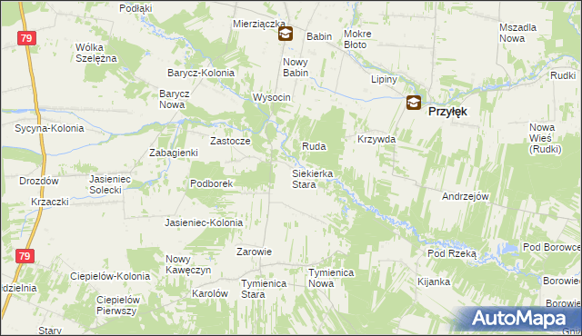 mapa Siekierka Stara, Siekierka Stara na mapie Targeo