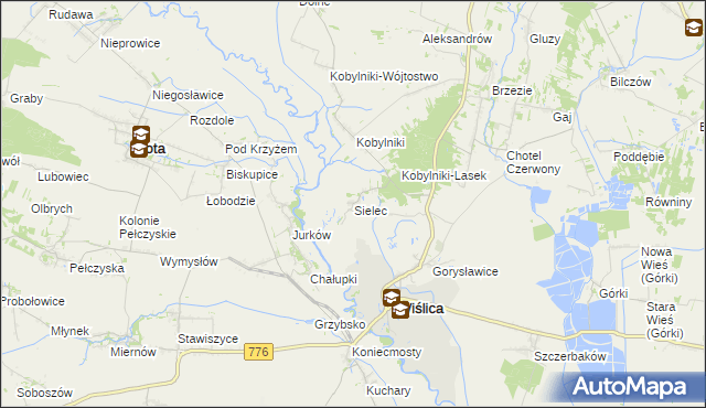 mapa Sielec gmina Wiślica, Sielec gmina Wiślica na mapie Targeo