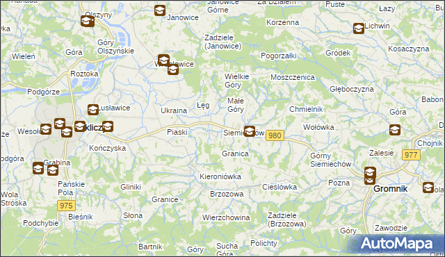 mapa Siemiechów gmina Gromnik, Siemiechów gmina Gromnik na mapie Targeo