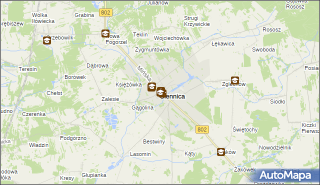 mapa Siennica powiat miński, Siennica powiat miński na mapie Targeo