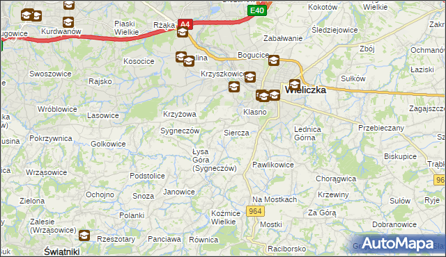 mapa Siercza, Siercza na mapie Targeo