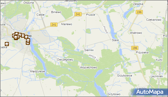 mapa Sierniki gmina Rogoźno, Sierniki gmina Rogoźno na mapie Targeo