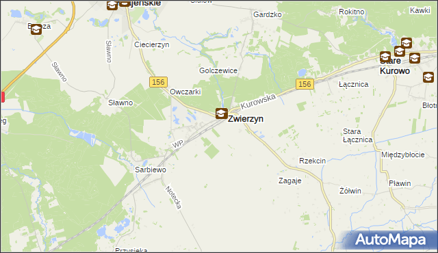 mapa Sierosławice gmina Zwierzyn, Sierosławice gmina Zwierzyn na mapie Targeo