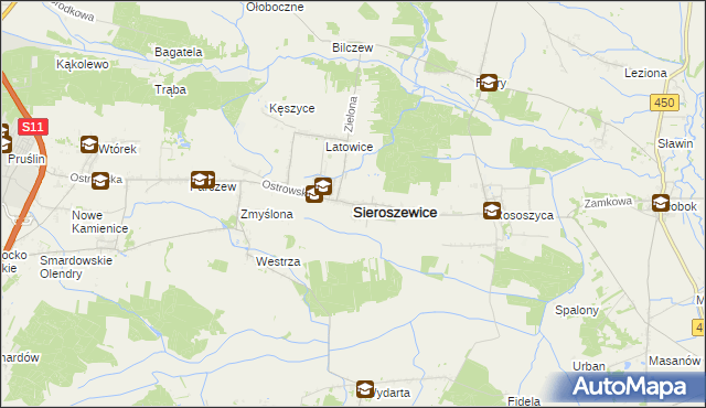 mapa Sieroszewice, Sieroszewice na mapie Targeo