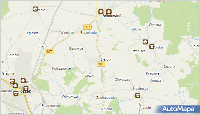 mapa Sieroty, Sieroty na mapie Targeo