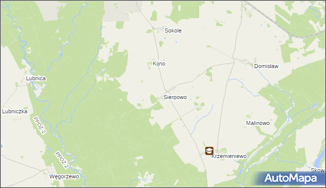 mapa Sierpowo gmina Czarne, Sierpowo gmina Czarne na mapie Targeo
