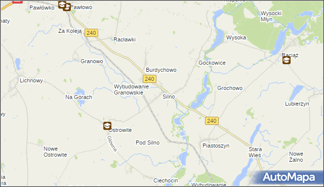 mapa Silno gmina Chojnice, Silno gmina Chojnice na mapie Targeo