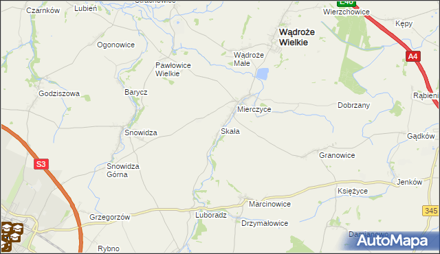 mapa Skała gmina Wądroże Wielkie, Skała gmina Wądroże Wielkie na mapie Targeo