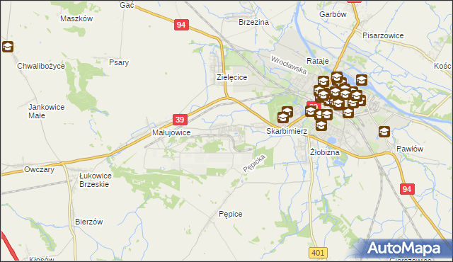 mapa Skarbimierz-Osiedle, Skarbimierz-Osiedle na mapie Targeo