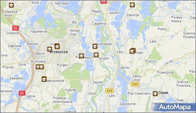 mapa Skidziń, Skidziń na mapie Targeo