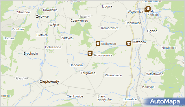 mapa Skoroszowice, Skoroszowice na mapie Targeo