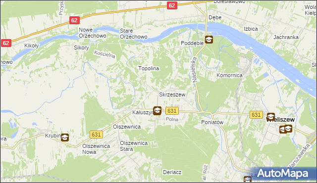 mapa Skrzeszew gmina Wieliszew, Skrzeszew gmina Wieliszew na mapie Targeo