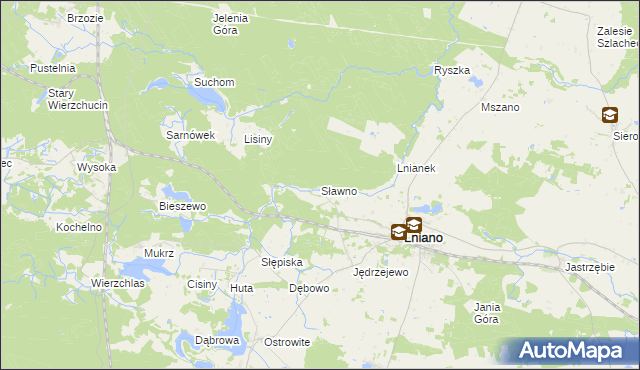 mapa Sławno gmina Cekcyn, Sławno gmina Cekcyn na mapie Targeo