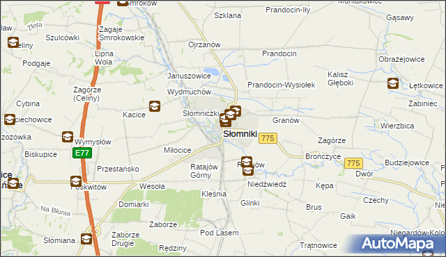 mapa Słomniki, Słomniki na mapie Targeo