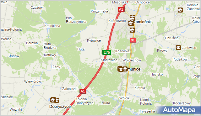 mapa Słostowice, Słostowice na mapie Targeo