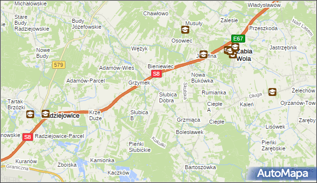 mapa Słubica Dobra, Słubica Dobra na mapie Targeo