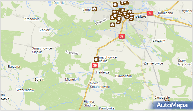 mapa Smarchowice Wielkie, Smarchowice Wielkie na mapie Targeo