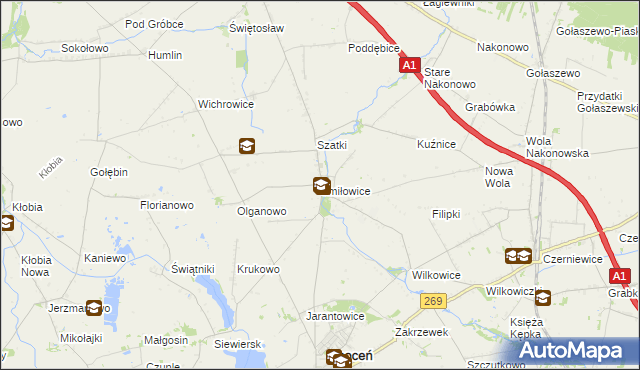 mapa Śmiłowice gmina Choceń, Śmiłowice gmina Choceń na mapie Targeo