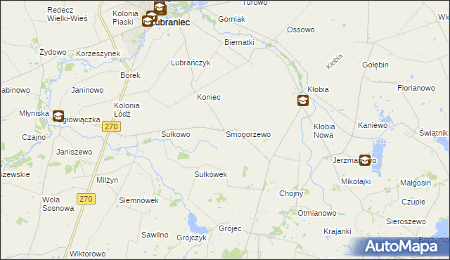 mapa Smogorzewo gmina Lubraniec, Smogorzewo gmina Lubraniec na mapie Targeo