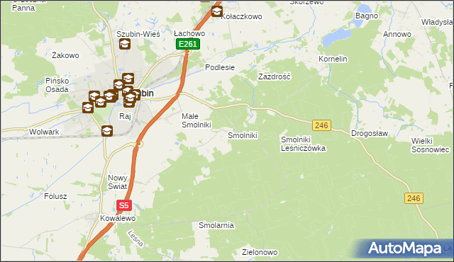 mapa Smolniki gmina Szubin, Smolniki gmina Szubin na mapie Targeo