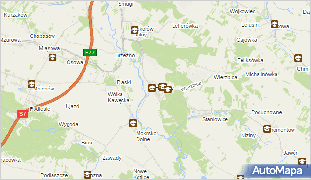 mapa Sobków powiat jędrzejowski, Sobków powiat jędrzejowski na mapie Targeo