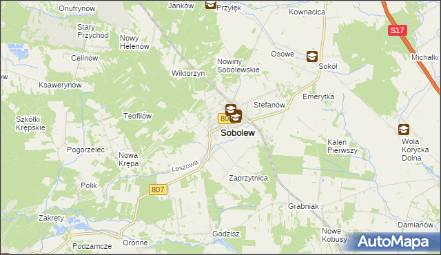 mapa Sobolew powiat garwoliński, Sobolew powiat garwoliński na mapie Targeo