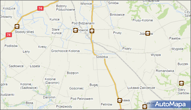 mapa Sobótka gmina Ożarów, Sobótka gmina Ożarów na mapie Targeo