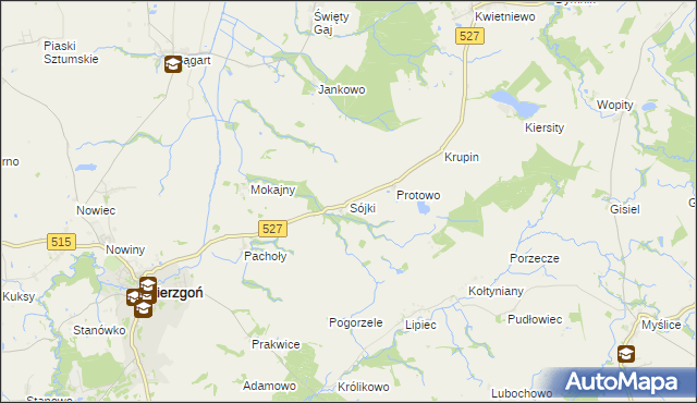 mapa Sójki gmina Rychliki, Sójki gmina Rychliki na mapie Targeo