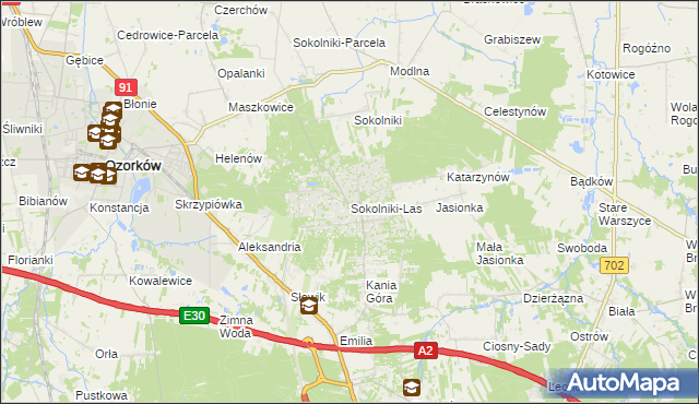 mapa Sokolniki-Las, Sokolniki-Las na mapie Targeo