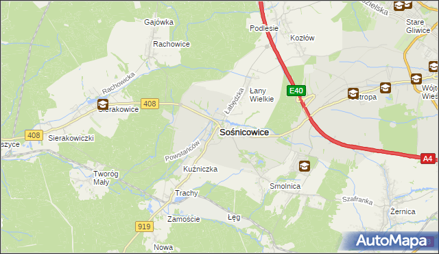 mapa Sośnicowice, Sośnicowice na mapie Targeo