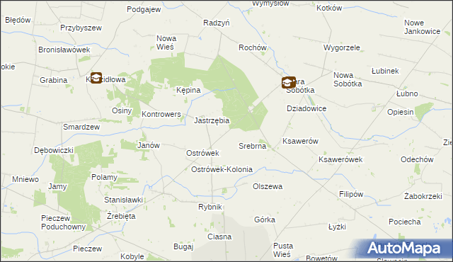 mapa Srebrna gmina Grabów, Srebrna gmina Grabów na mapie Targeo