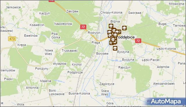 mapa Stacja Poddębice, Stacja Poddębice na mapie Targeo