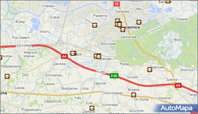 mapa Staniątki, Staniątki na mapie Targeo