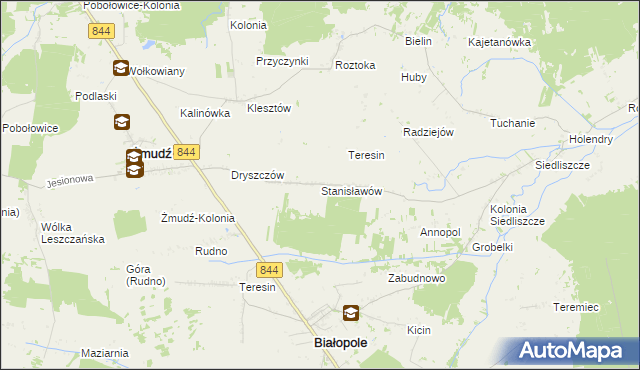 mapa Stanisławów gmina Żmudź, Stanisławów gmina Żmudź na mapie Targeo