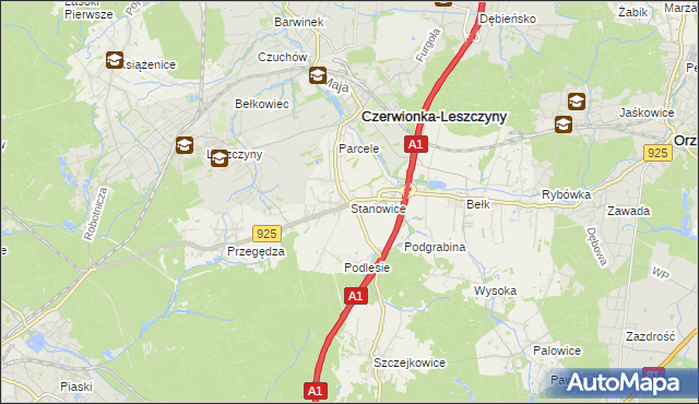 mapa Stanowice gmina Czerwionka-Leszczyny, Stanowice gmina Czerwionka-Leszczyny na mapie Targeo