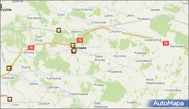 mapa Stara Brzuza, Stara Brzuza na mapie Targeo