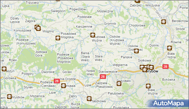 mapa Stara Wieś gmina Grybów, Stara Wieś gmina Grybów na mapie Targeo
