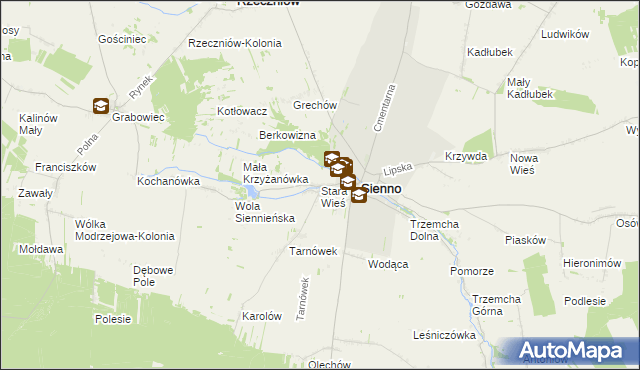 mapa Stara Wieś gmina Sienno, Stara Wieś gmina Sienno na mapie Targeo