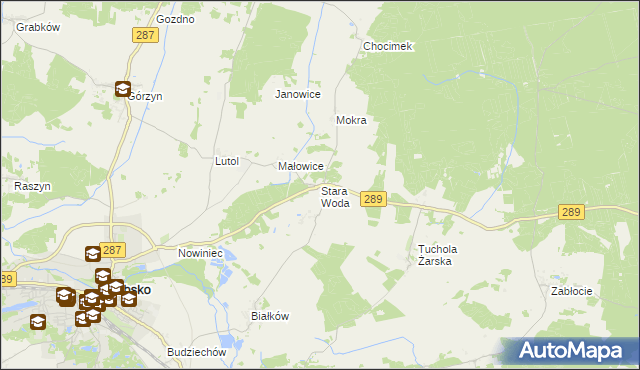 mapa Stara Woda gmina Lubsko, Stara Woda gmina Lubsko na mapie Targeo