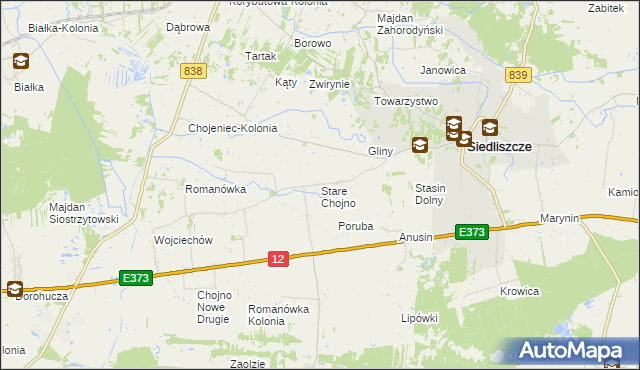 mapa Stare Chojno, Stare Chojno na mapie Targeo
