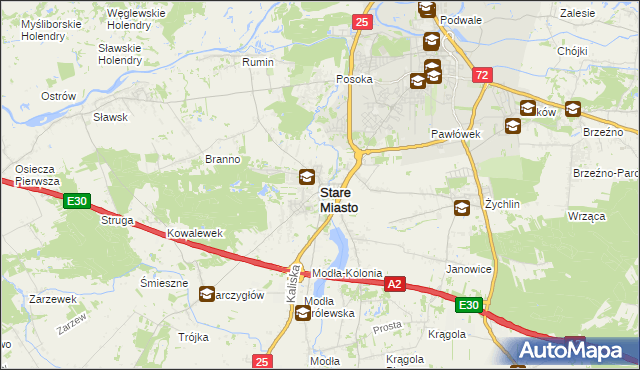 mapa Stare Miasto powiat koniński, Stare Miasto powiat koniński na mapie Targeo