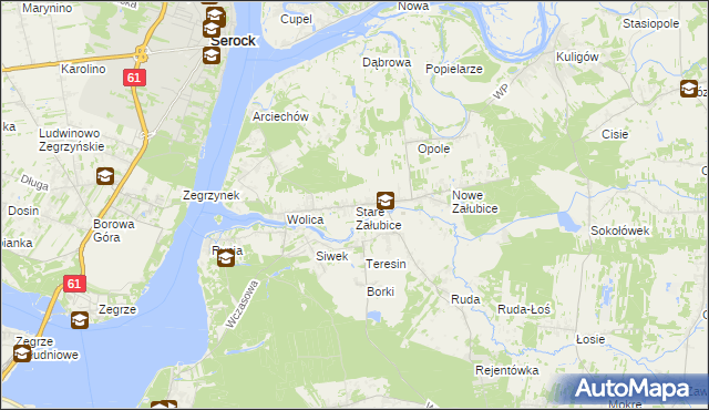 mapa Stare Załubice, Stare Załubice na mapie Targeo